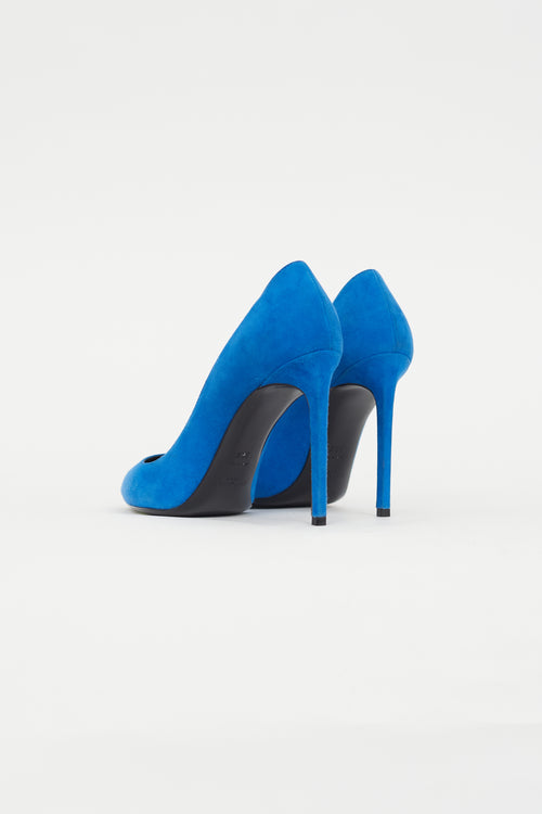 Saint Laurent Blue Zoe Suede Pump