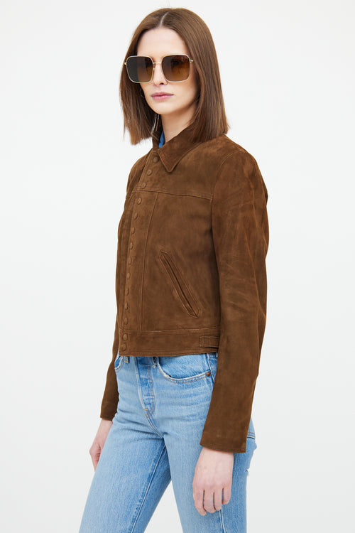 Saint Laurent Brown Suede Button Jacket