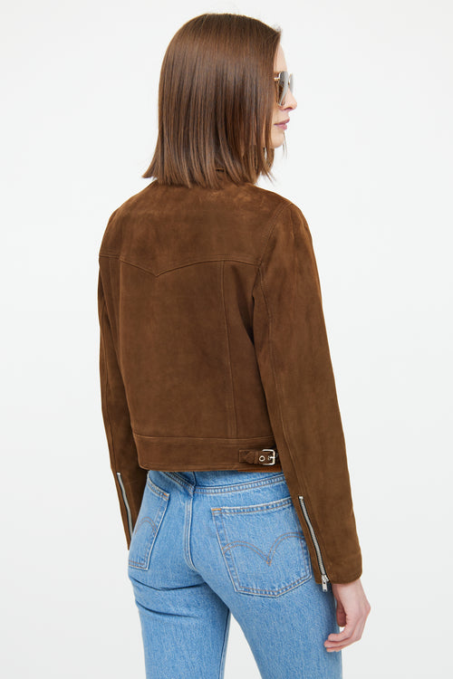 Saint Laurent Brown Suede Button Jacket