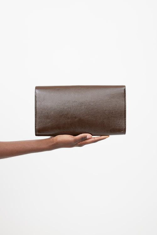 Saint Laurent Brown Belle De Jour Patent Clutch