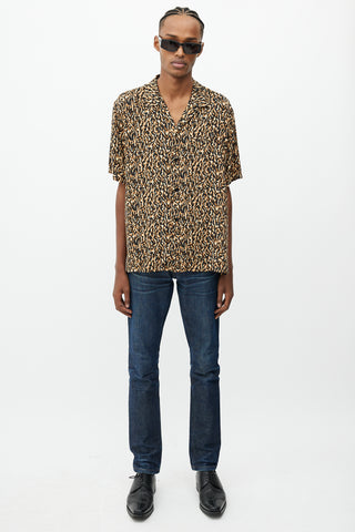 Saint Laurent Brown 
Black Print Shirt