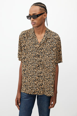 Saint Laurent Brown 
Black Print Shirt