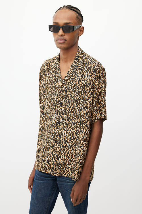 Saint Laurent Brown 
Black Print Shirt