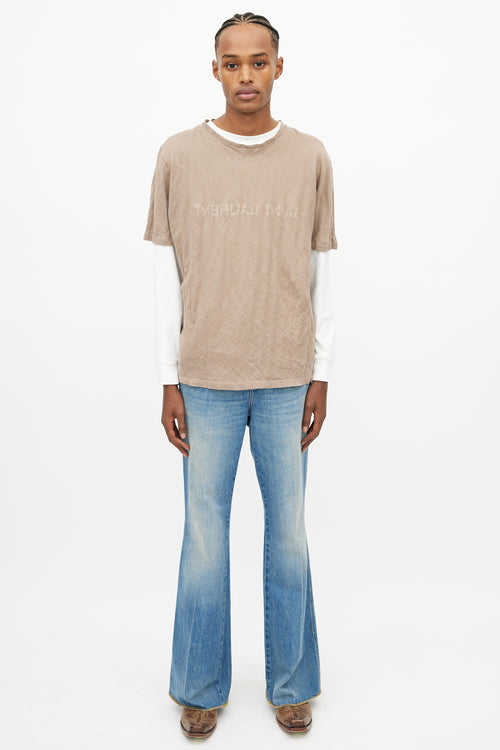 Saint Laurent Brown Faded Logo T-Shirt