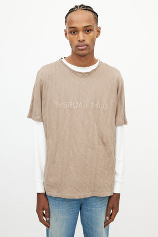 Saint Laurent Brown Faded Logo T-Shirt