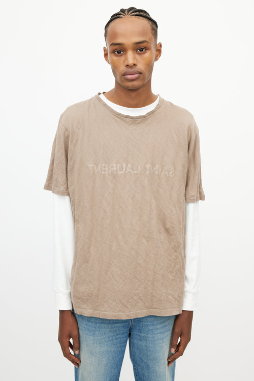 Saint Laurent Brown Faded Logo T-Shirt