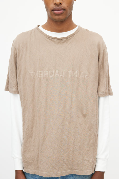 Saint Laurent Brown Faded Logo T-Shirt