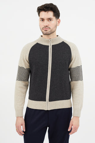 Saint Laurent Brown 
Grey Knit Cardigan