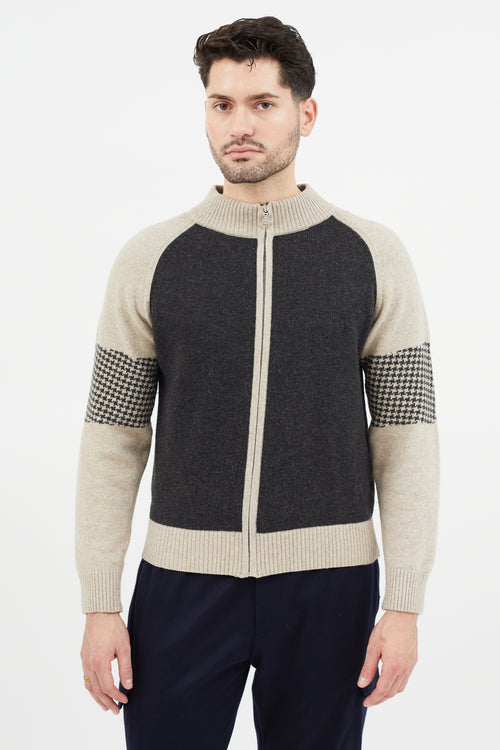 Saint Laurent Brown 
Grey Knit Cardigan