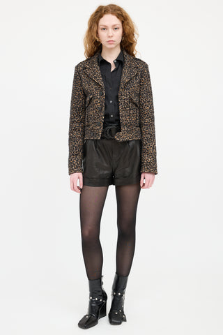 Saint Laurent Brown 
Black Print Military Jacket