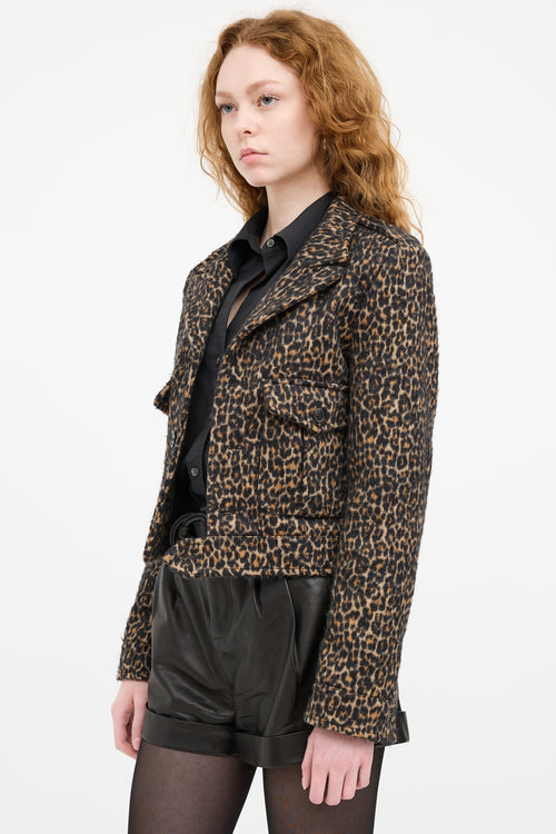 Saint Laurent Brown 
Black Print Military Jacket