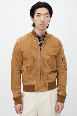 Saint Laurent Brown Suede Bomber Jacket