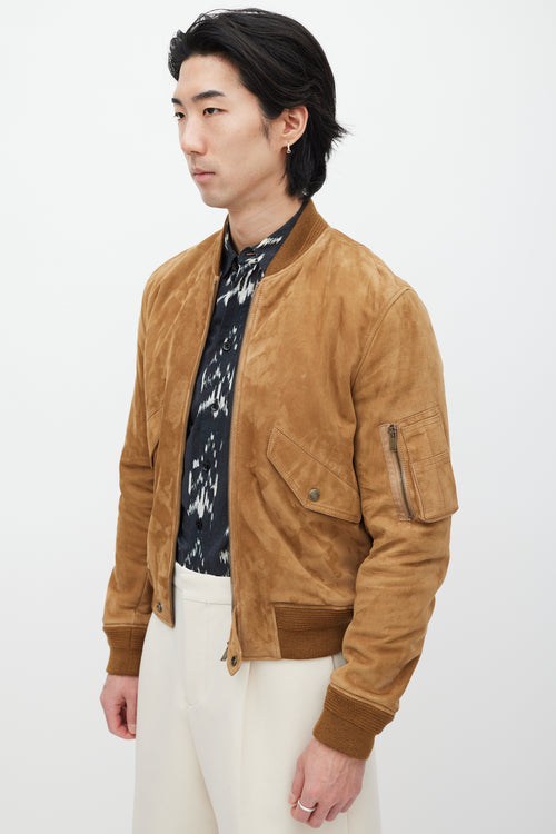 Saint Laurent Brown Suede Bomber Jacket