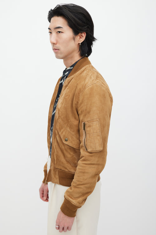 Saint Laurent Brown Suede Bomber Jacket