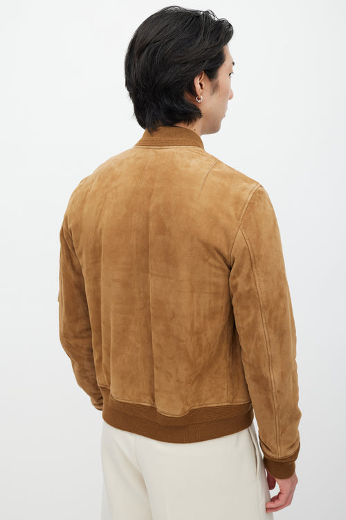 Saint Laurent Brown Suede Bomber Jacket