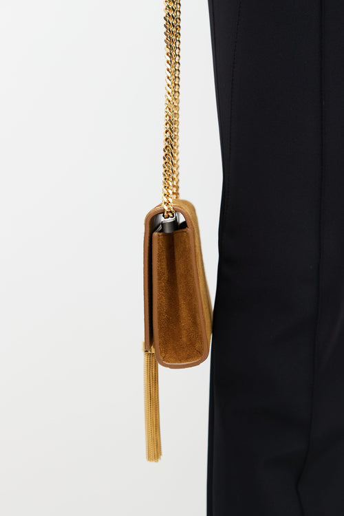 Saint Laurent Brown Suede Kate Monogram Tassel Bag