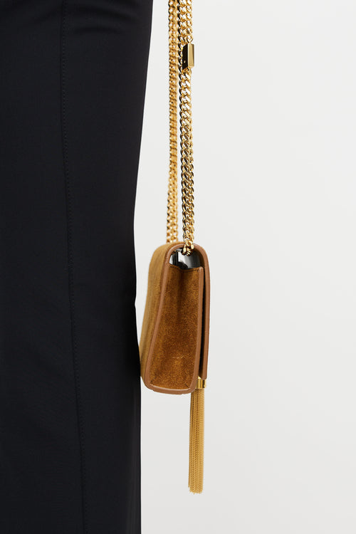 Saint Laurent Brown Suede Kate Monogram Tassel Bag