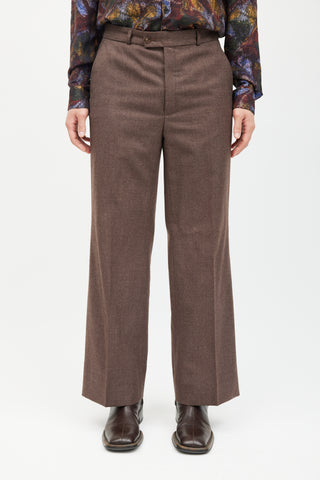 Saint Laurent Brown Wool Wide Leg Trouser