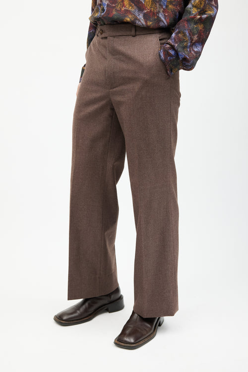 Saint Laurent Brown Wool Wide Leg Trouser