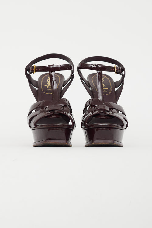 Saint Laurent Burgundy Sandales Tribute Patent Sandal