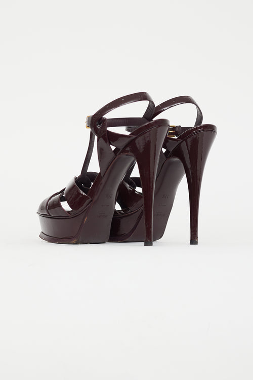 Saint Laurent Burgundy Sandales Tribute Patent Sandal