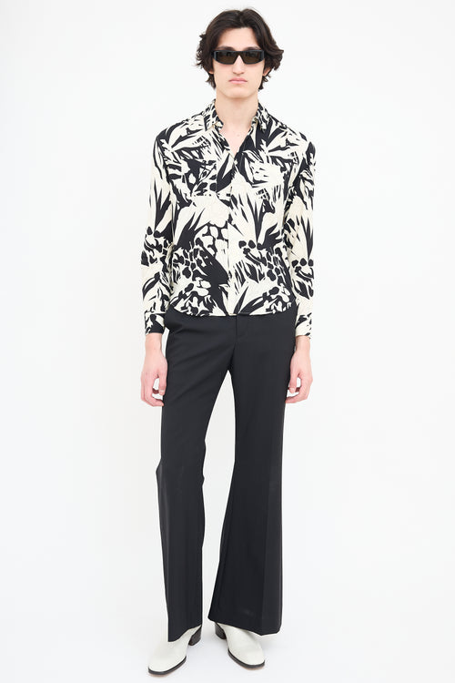 Saint Laurent Cream 
Black Printed Shirt