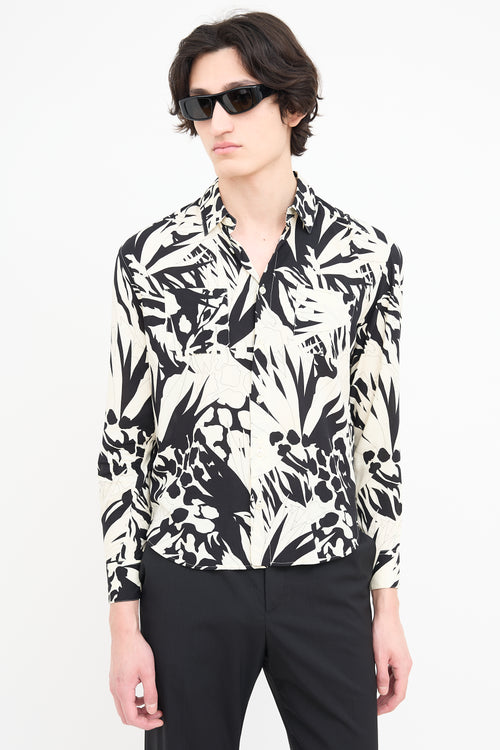 Saint Laurent Cream 
Black Printed Shirt