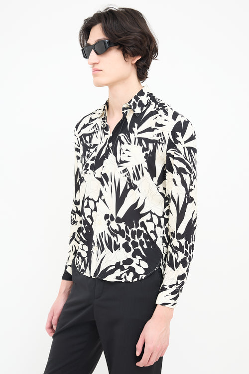 Saint Laurent Cream 
Black Printed Shirt