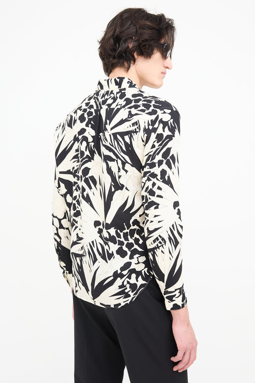 Saint Laurent Cream 
Black Printed Shirt