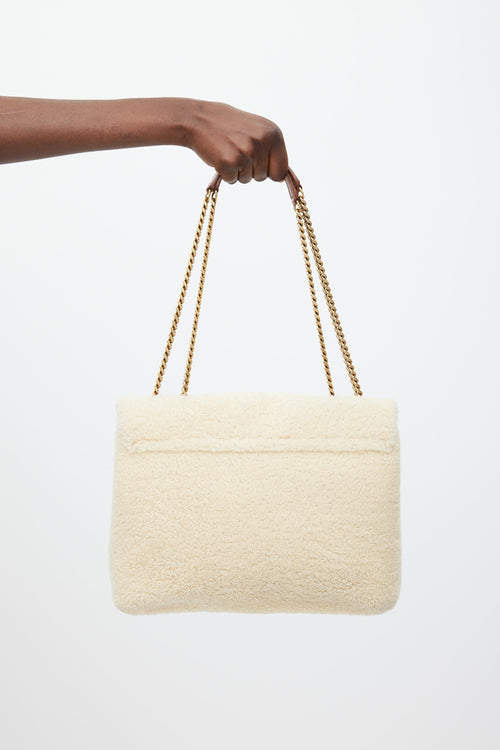 Saint Laurent Cream 
Gold Shearling Lou Lou Bag