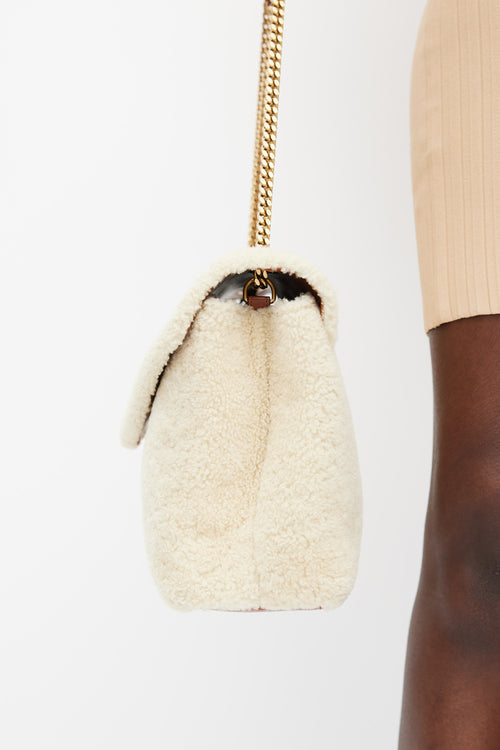 Saint Laurent Cream 
Gold Shearling Lou Lou Bag