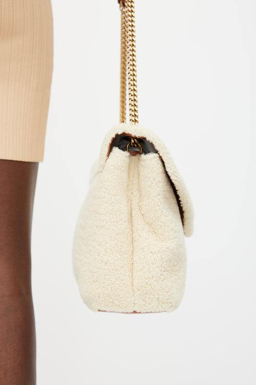 Saint Laurent Cream 
Gold Shearling Lou Lou Bag