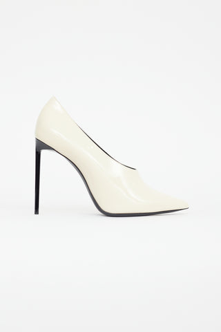 Saint Laurent Cream Patent Leather Pump