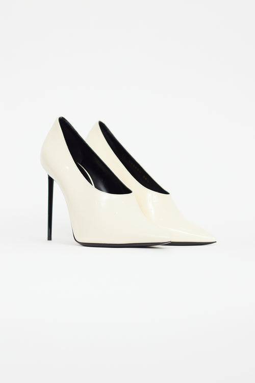 Saint Laurent Cream Patent Leather Pump