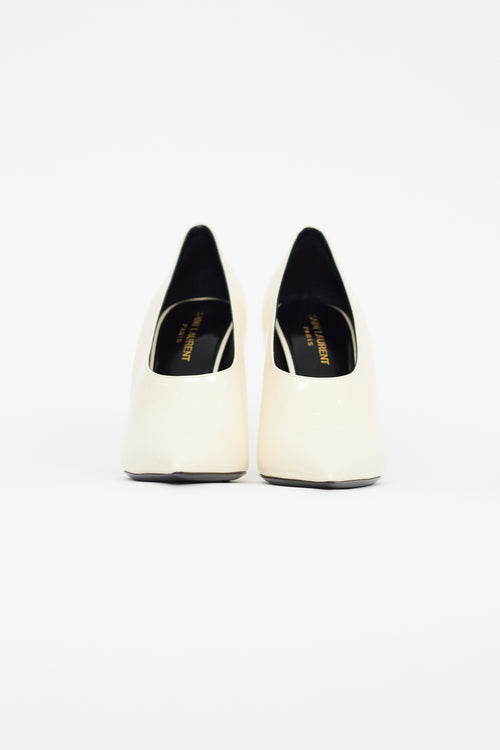 Saint Laurent Cream Patent Leather Pump