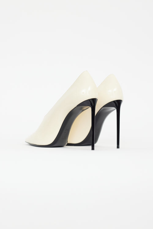 Saint Laurent Cream Patent Leather Pump