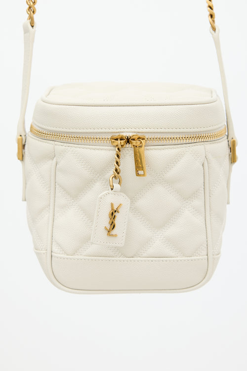 Saint Laurent Cream Quilted Leather 80s Vanity Crossbody Bag