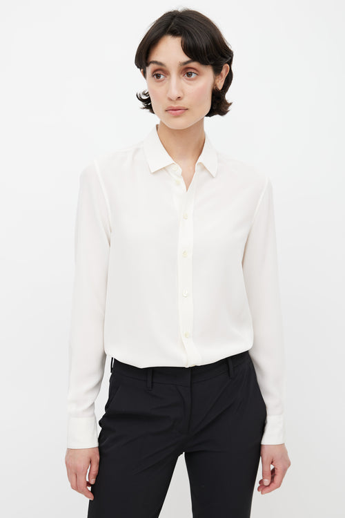 Saint Laurent Cream Semi Sheer Shirt