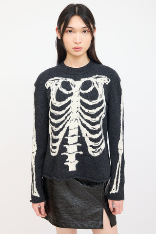 Saint Laurent Dark Grey 
Cream Knit Skeleton Sweater