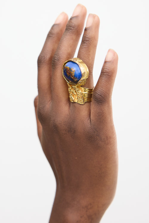 Saint Laurent Gold 
Blue Arty Ring