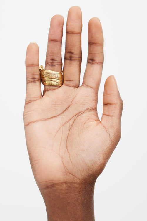 Saint Laurent Gold 
Pink Enamel Arty Ring