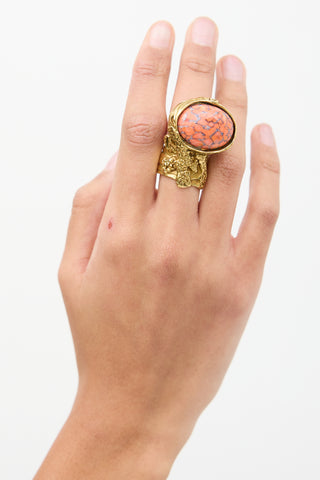 Gucci Gold 
Coral Orange Arty Ring