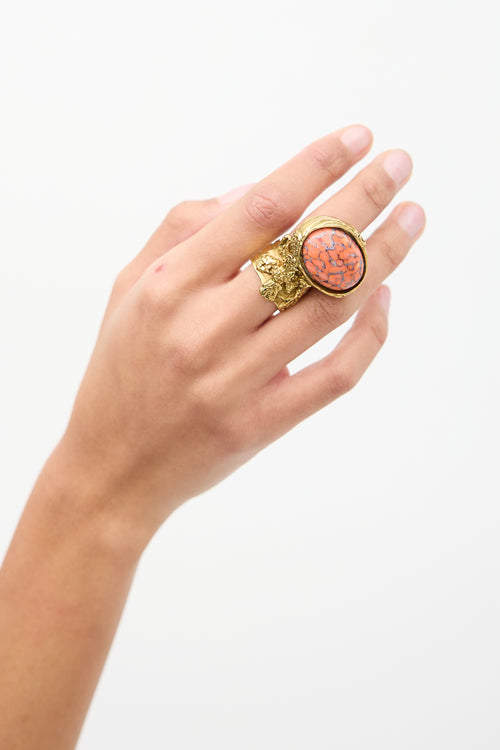 Gucci Gold 
Coral Orange Arty Ring