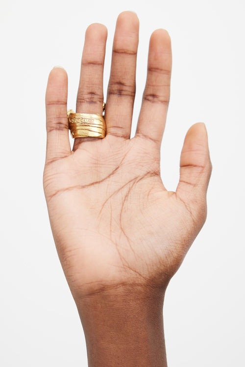 Saint Laurent Gold 
White Enamel Arty Ring