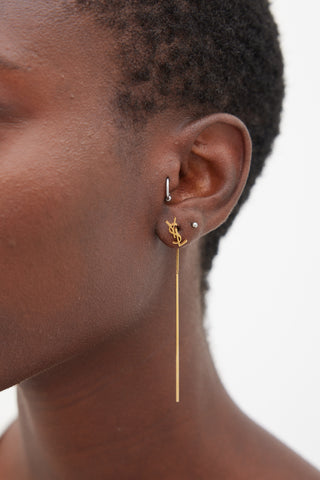 Saint Laurent Gold Cassandre Logo Drop Earring