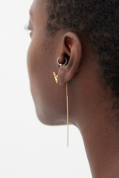 Saint Laurent Gold Cassandre Logo Drop Earring