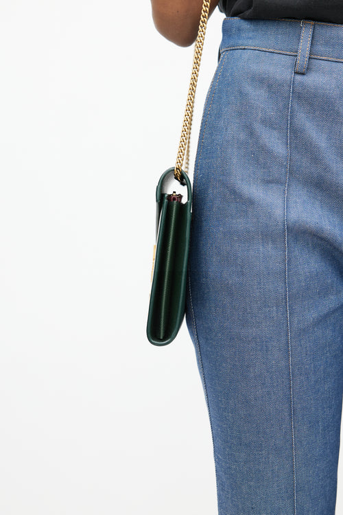 Saint Laurent Green Cassandra Leather Wallet On Chain