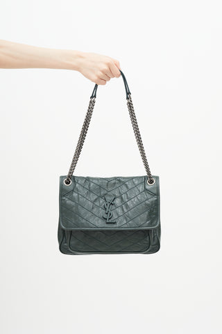 Saint Laurent Green Niki Quilted Leather Bag