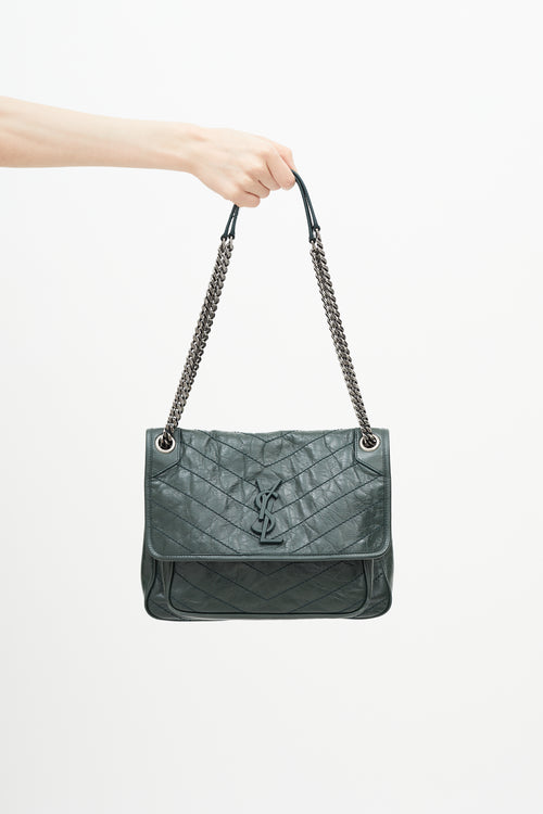 Saint Laurent Green Niki Quilted Leather Bag