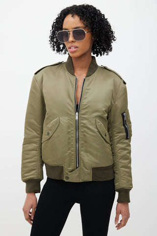 Saint Laurent Green Padded Bomber Jacket